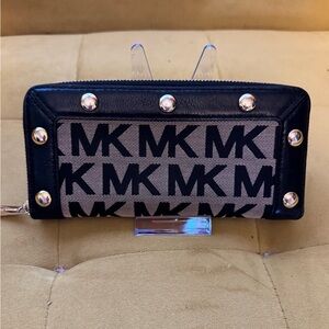 Michael Kors Black and Gray Studded Wallet